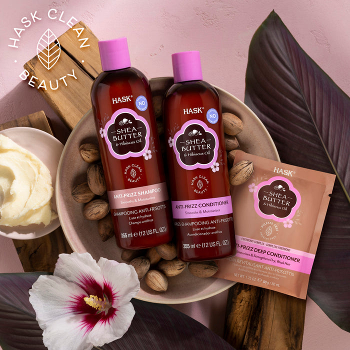 HASK Shea Butter & Hibiscus Oil Anti-Frizz Shampoo Model #HK-30113H, UPC: 071164301135