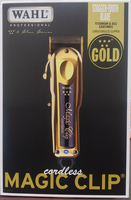 Wahl Professional Cordless GOLD MAGIC Clipper with Staggered Tooth Blade, DUAL Voltage 100-220 Volts Model #08148-700	, UPC: 043917114712