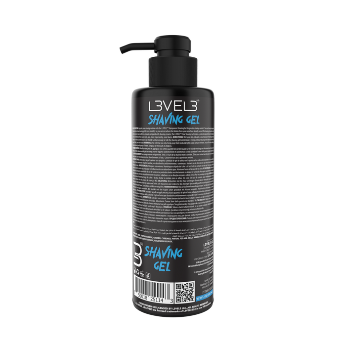 L3VEL3 Transparent Shaving Gel - 500 ml. Model #SHAV-AQUA-500ML, UPC: 850018251143