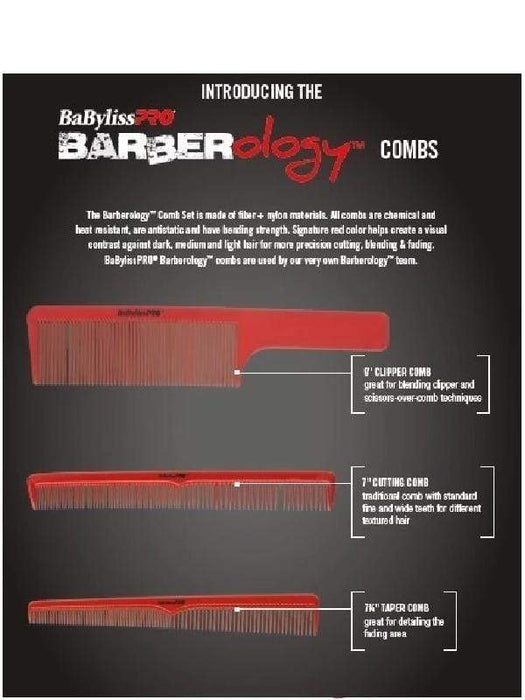 BABYLISS PRO Barberology Comb Set Model #BB-BCOMBSET3-12, UPC: 074108367747