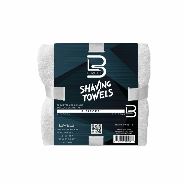 L3VEL3 White Shaving Towels - 3 Pack Model #L3-TW001-B, UPC: 850016995643