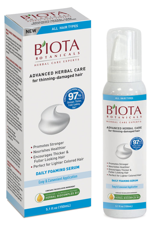 Biota Botanicals Advanced Herbal Care Leave-In Daily Foam Serum with Herbal BioComplex B11 5.01 fl oz botanical leave-in hair foam for daily scalp care