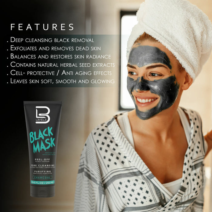 L3VEL3 Black Facial Mask 250ml Model #BLKMASK-250ML, UPC: 850018251082