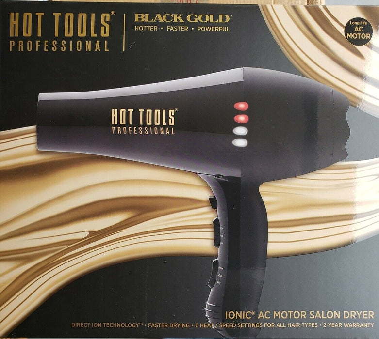 HOT TOOLS Black Gold Ionic Ac Motor Salon Dryer Model #HO-HT7008BG, UPC: 078729370087