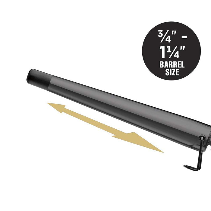 HOT TOOLS Black Gold 1 1/4" Extra-Long Salon Tapered Curling Iron Model #HO-HT1852XLBG, UPC: 078729185216