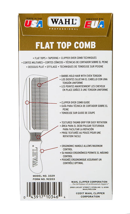 WAHL Flat Top Comb, White Model #WA-3329-100, UPC: 043917103471