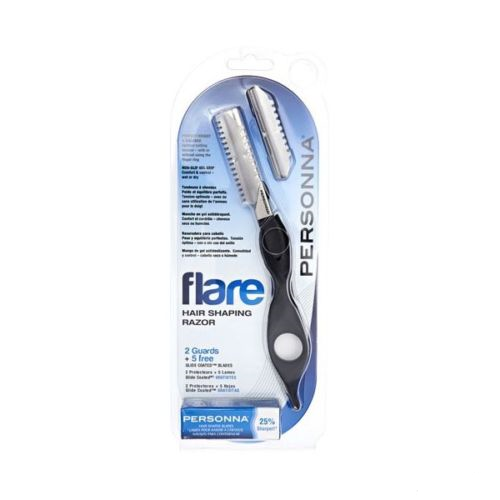 PERSONNA Flare Hair Shaping Razor -2 Guards+5 Free Glide Coated Blades Model #PR-60-0261-1, UPC: 024500602618