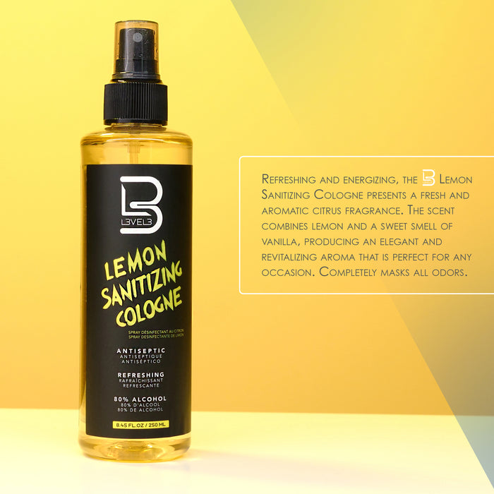 L3VEL3 Lemon Sanitizing Cologne Model #LEMON-250ML, UPC: 850018251310