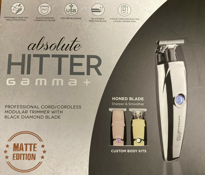 GAMMA+ Absolute Hitter Professional Cord/Cordless Hair Trimmer, Matte Edition Model #ZY-GPAHTSM