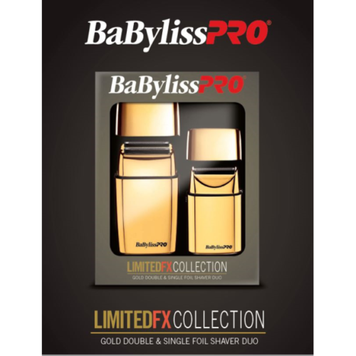 BaByliss PRO LimitedFX Collection Gold & Black Double & Single Foil Shaver Duo Model #BB-FXFSHOLPK2GB, UPC: 074108443946